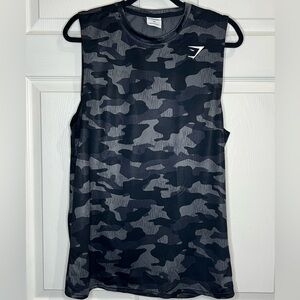 Gymshark Men’s Arrival Sleeveless Tee - Slim Fit - Gray/Black - Size Med.